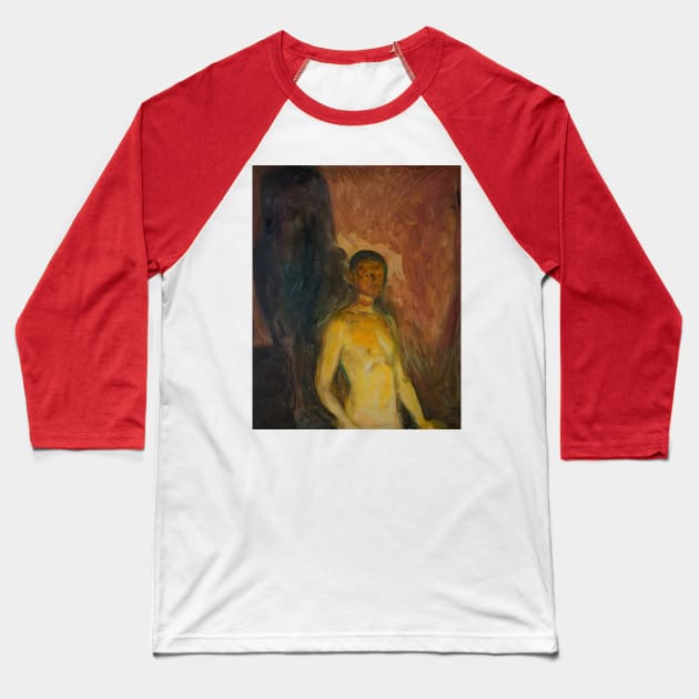 Self-Portrait in Hell by Edvard Munch Baseball T-Shirt by Classic Art Stall